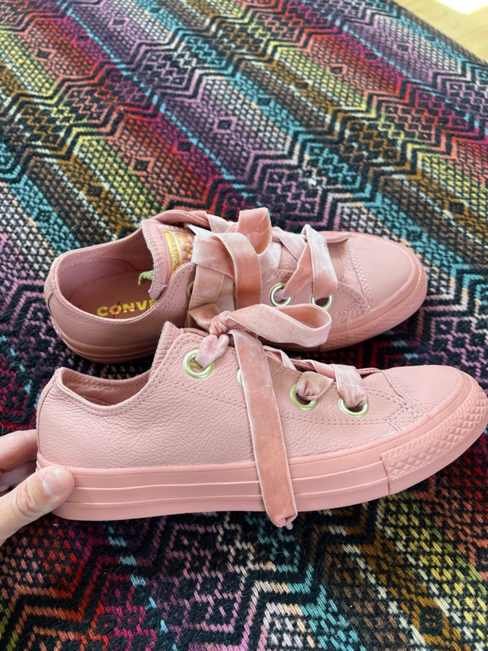 Converse Allstar Low Rust Big Eyelet Pink Leather  Low Tops Like New - Picture 7 of 12
